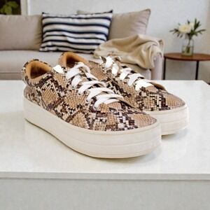 J/Slides Hilton Snakeskin Print Leather Platform Sneakers Women's 8.5